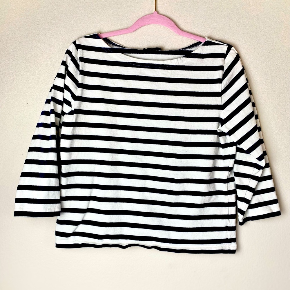 Stripped Top, J. Crew, Women’s Sz M, Navy Blue & White, 100% Cotton